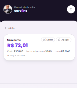 Histórico de cálculos salvos